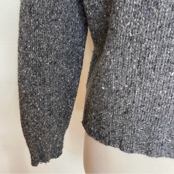 Vintage Talbots Italy Confetti Gray Zip Front Wool Thick Sweater Jacket Size M - Picture 10 of 16